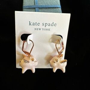 NWT Kate Spade New York Flying Pig Drop Earrings w/Dust Bag